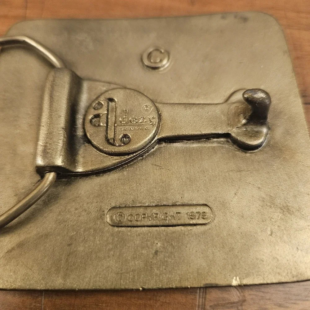 Vintage 1976 Adezy‎ God's Country Belt Buckle Brass Plated Mountains Waterfall